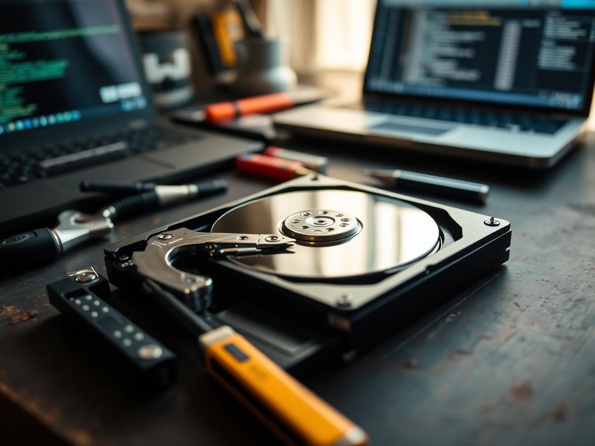 Hard drive opened for data recovery